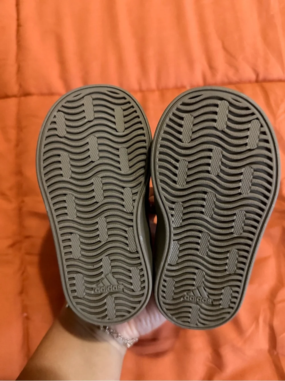 adidas Kids Sneakers with Black Stripes and Brown Sole